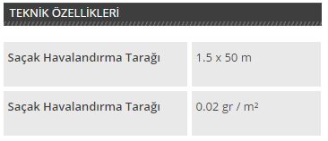 saçak havalandırma tarağı özellik